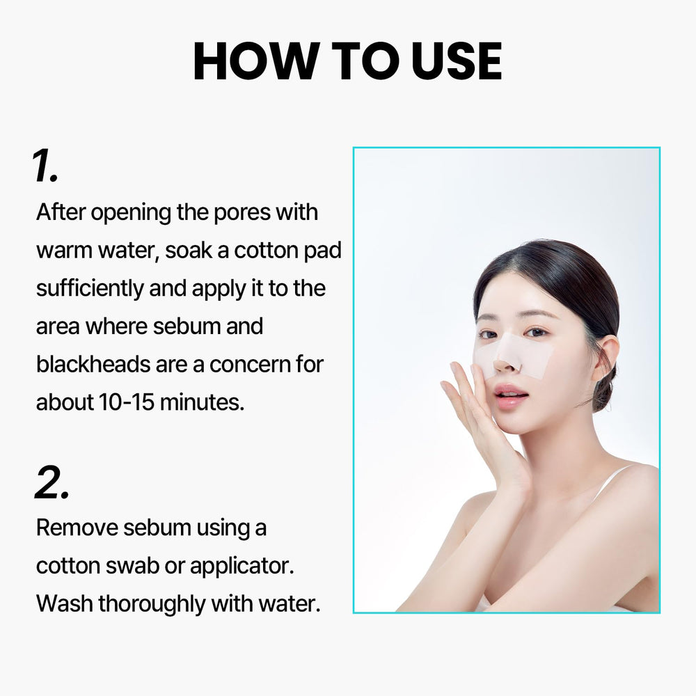 Application routine with cotton pad and product on skin.