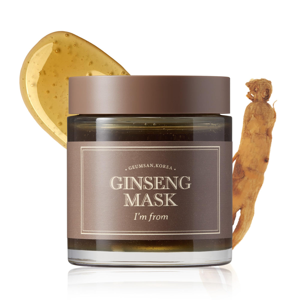 I'm From Ginseng Mask packaging with a 120g jar for home use.
