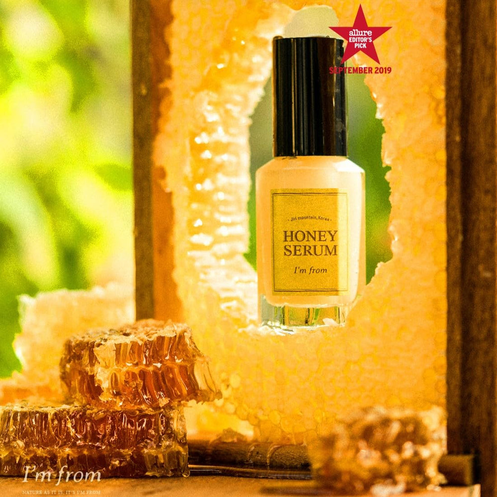 I'm From Honey Serum close-up highlights the honey complex ingredients.