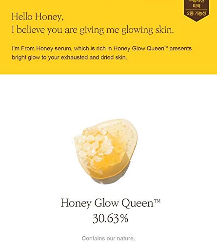 Packaging and label showcase clear branding for I'm From Honey Serum.