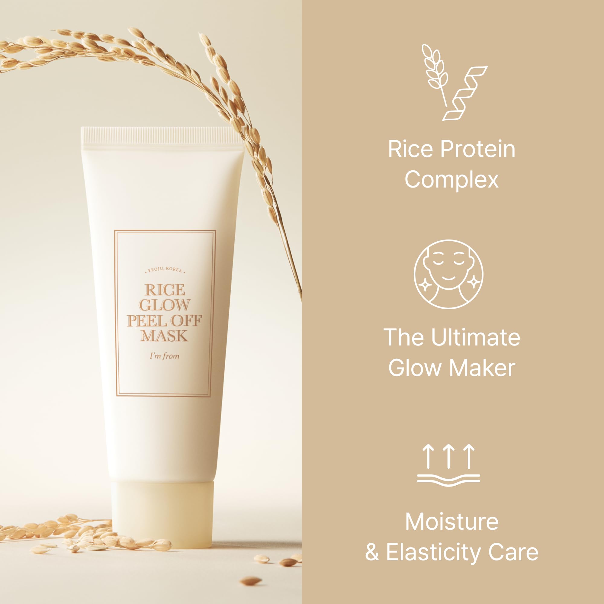 Creamy texture of I'm from Rice Glow Peel Off Mask for hydration close-up