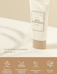 I'm from Rice Sunscreen texture close-up reveals a smooth finish.