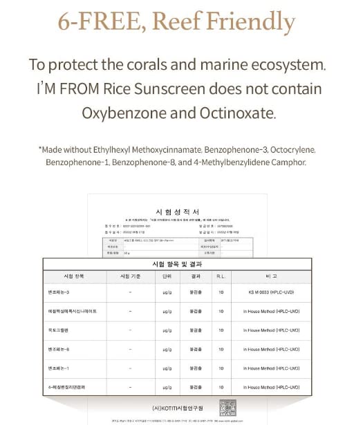 I'm from Rice Sunscreen water-friendly symbol hints ocean-safe use.