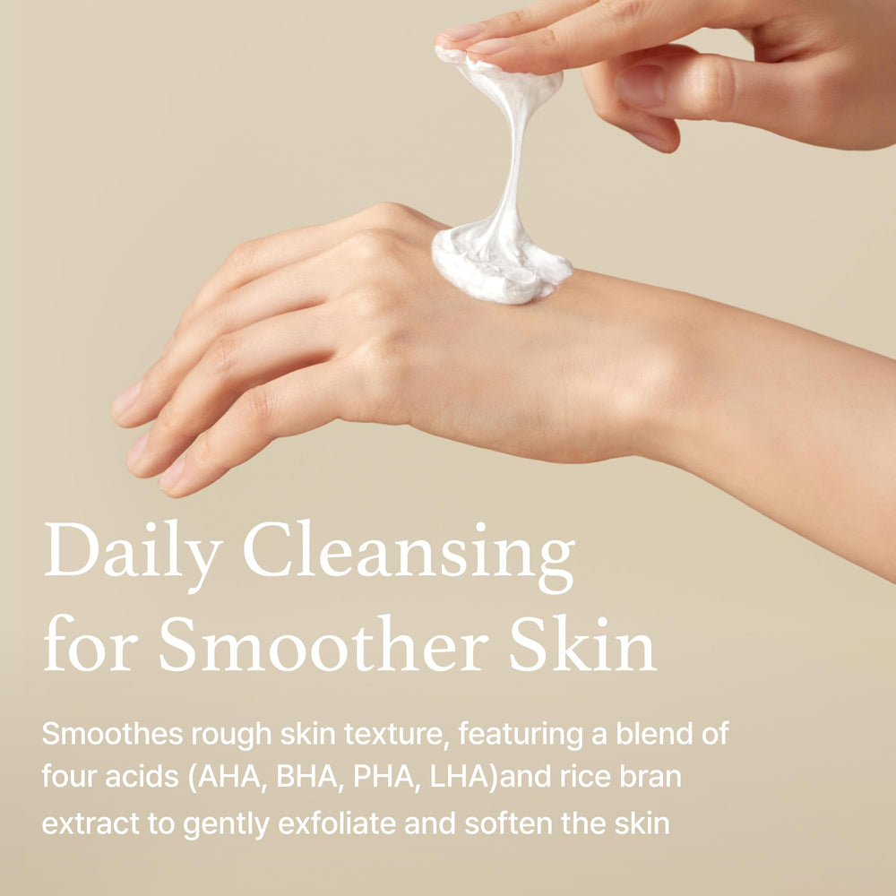 Rice Whip Cleanser removing impurities while keeping skin hydrated and balanced.