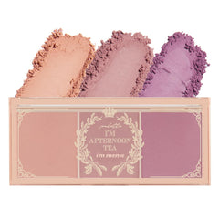 I'M MEME Afternoon Tea Blusher Palette front view with three matte shades for all skin tones.