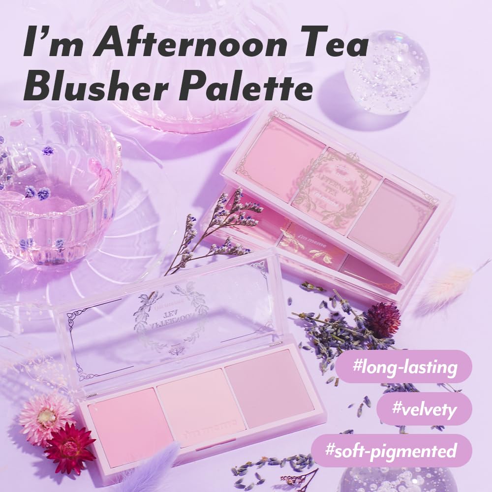I'M MEME Afternoon Tea Blusher Soft Pink shade swatch for gentle daytime glow.