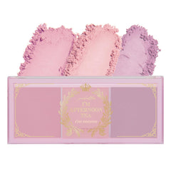 I'M MEME Blusher Palette Afternoon Tea Blossom Tea compact swatches show soft pink peach and lavender glow