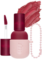 IM MEME Color Key Ring Velvet Tint 07 Muted Plum swatch on lips for velvety, long-lasting color.