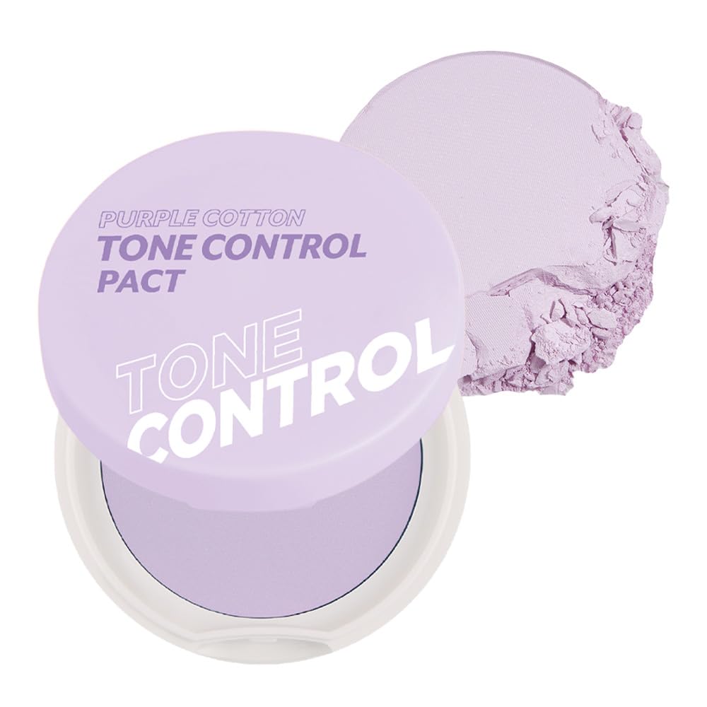 I'M MEME Compact purple cotton tone control pact front view showing smooth blur finish.
