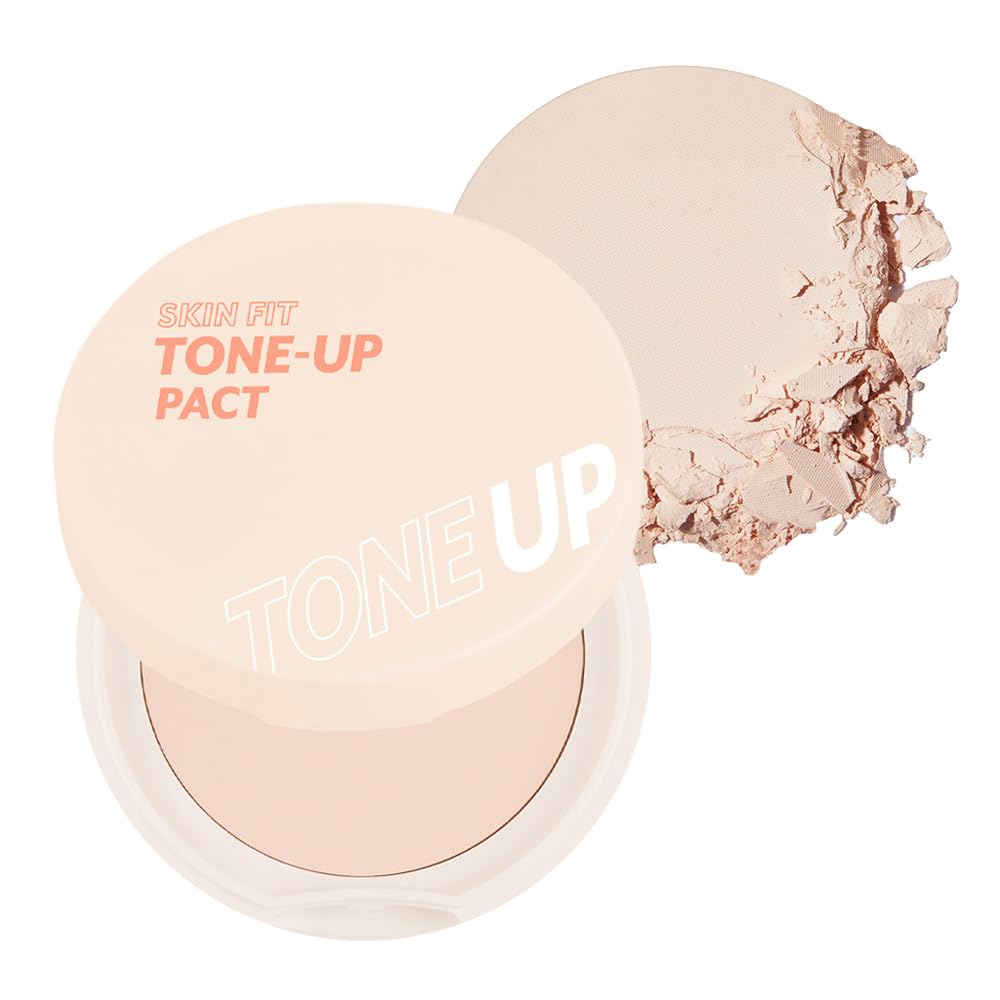 I'M MEME Compact Skin Fit Tone Up Pact swatch showing velvet finish and oil control