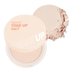 I'M MEME Compact Skin Fit Tone Up Pact swatch showing velvet finish and oil control