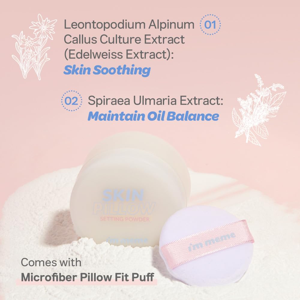 IM MEME Skin Pillow powder applied to blur pores and reduce shine
