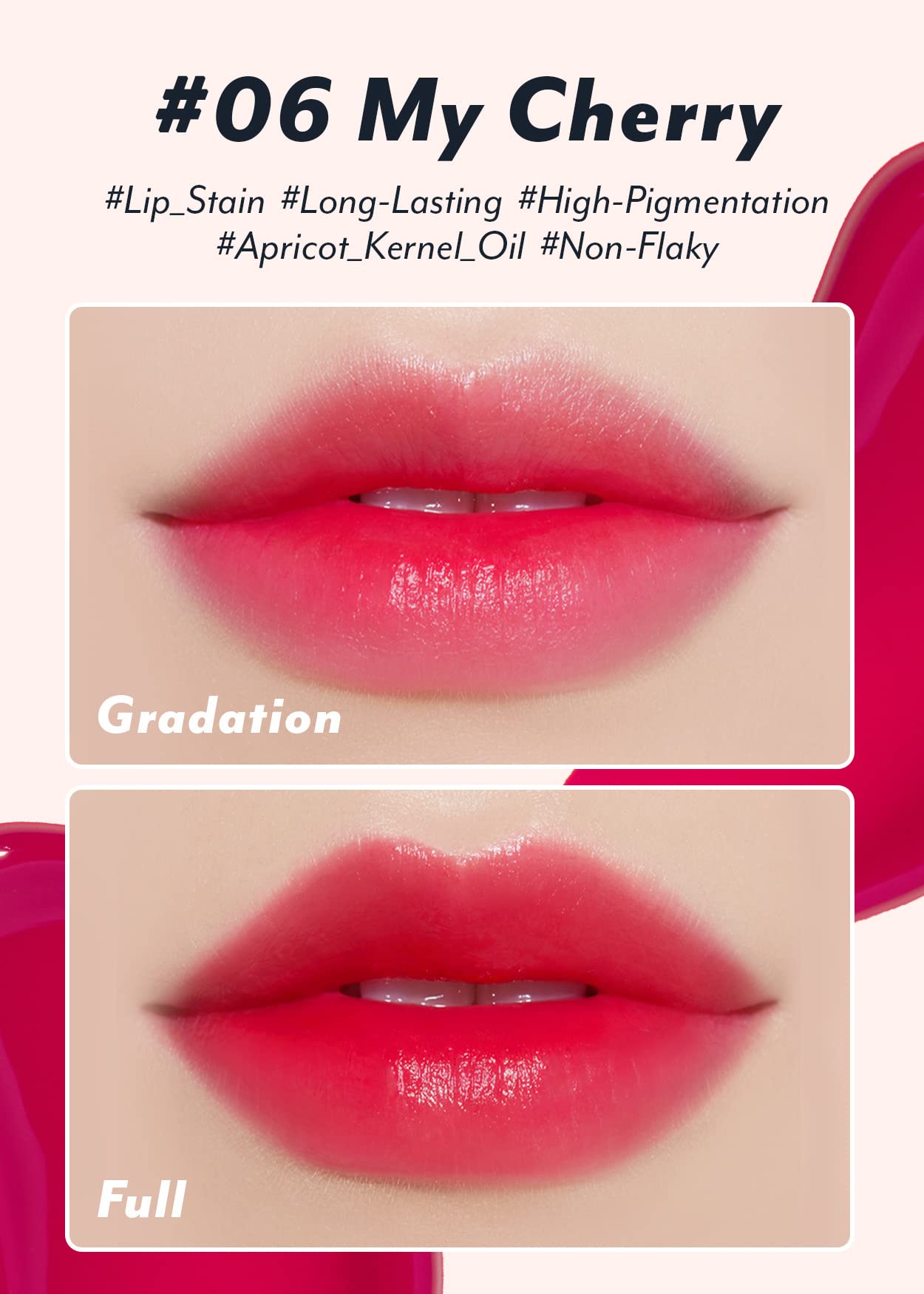 I'M MEME Water Gel Lip Tint texture close-up with a glossy finish.