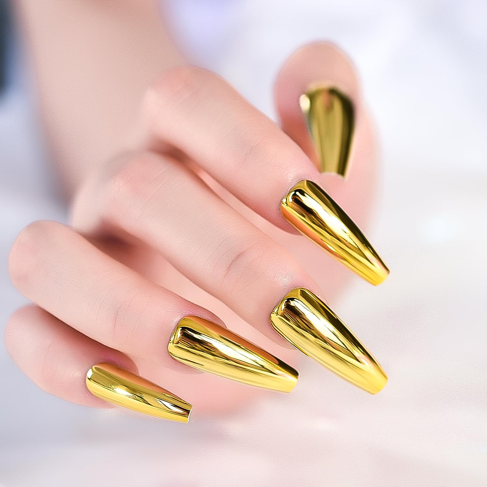 iMABC gold coffin nails offer bold party-ready style.
