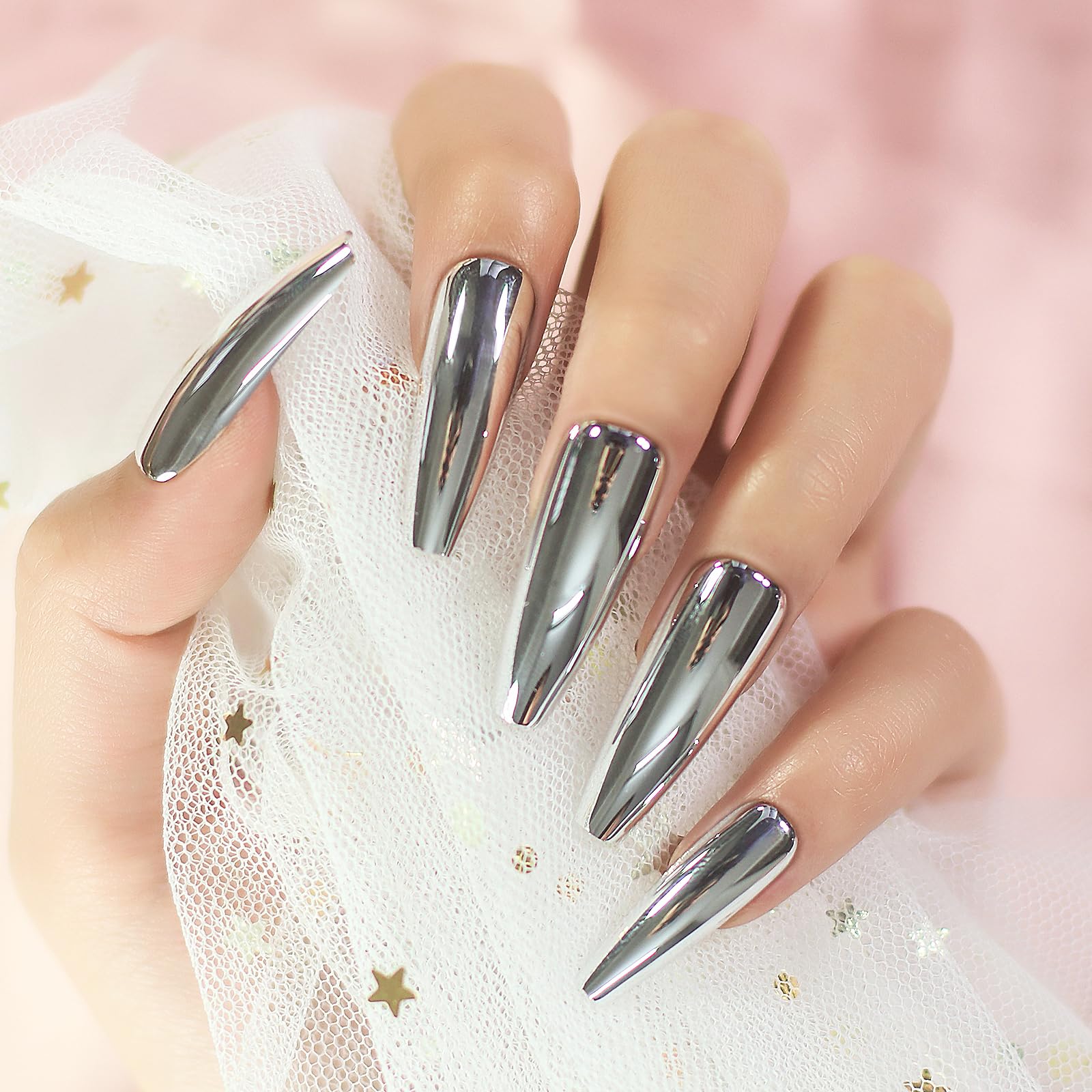 imabc Silver Punk 24-piece set with sizes 0–11 for precise nail bed fit