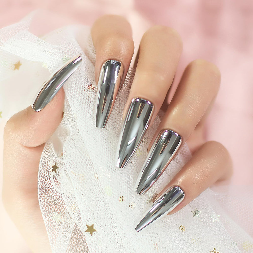 imabc Silver Punk 24-piece set with sizes 0–11 for precise nail bed fit