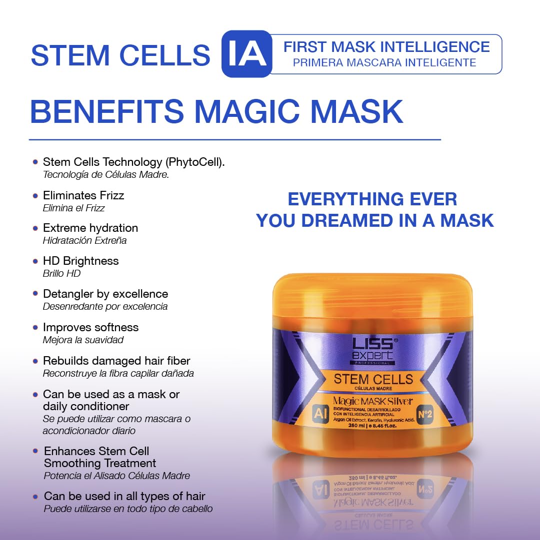 Liss Expert Stem Cells Purple Magic Hair Mask | Argan Oil, Keratin & Hyaluronic Acid Deep Conditioning 250 ml