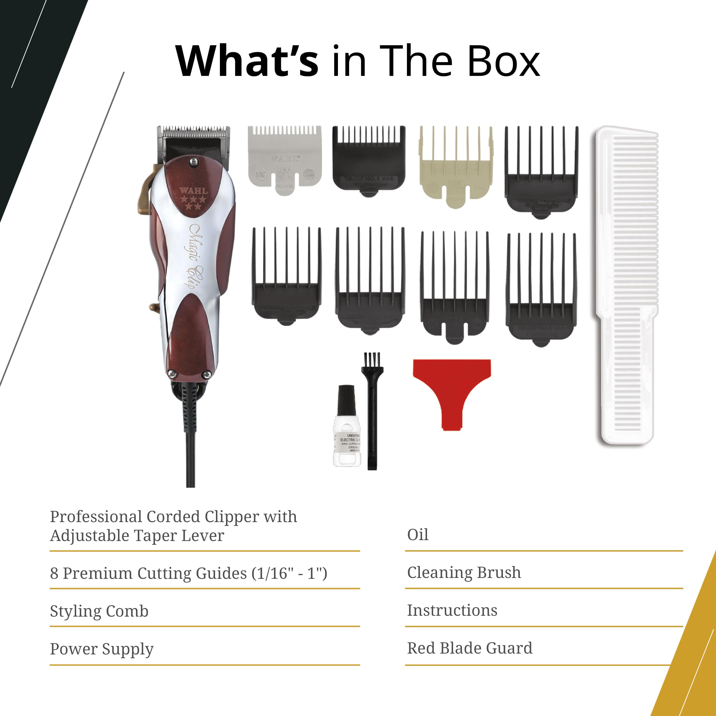 Wahl Professional 5 Star Series Magic Clip Clipper – Precision Fade, Zero Overlap Blades, V9000 Motor