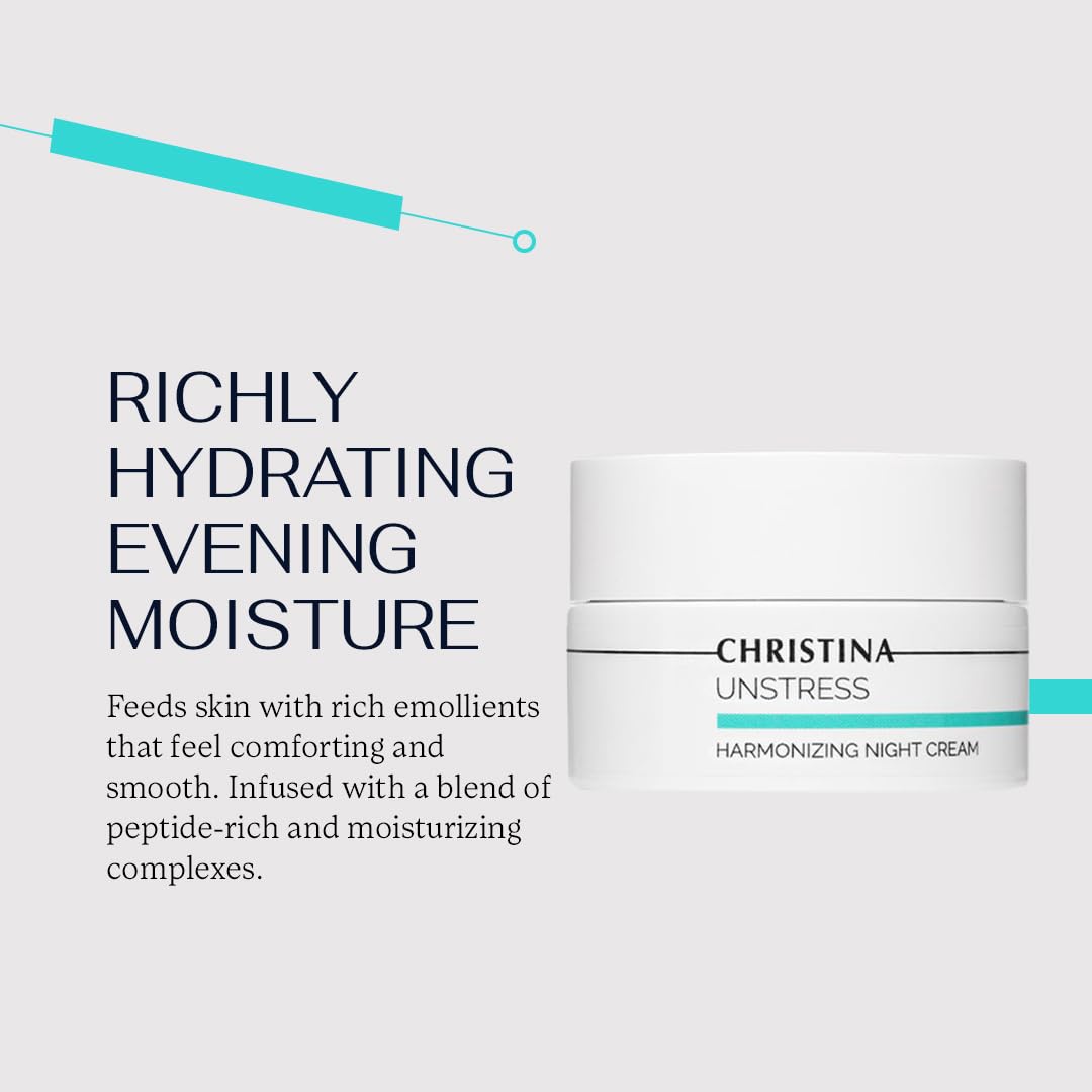 CHRISTINA Unstress Harmonizing Night Cream with Hyaluronic Acid & Retinol – Rejuvenate, Nourish & Moisturize Skin | 50ml