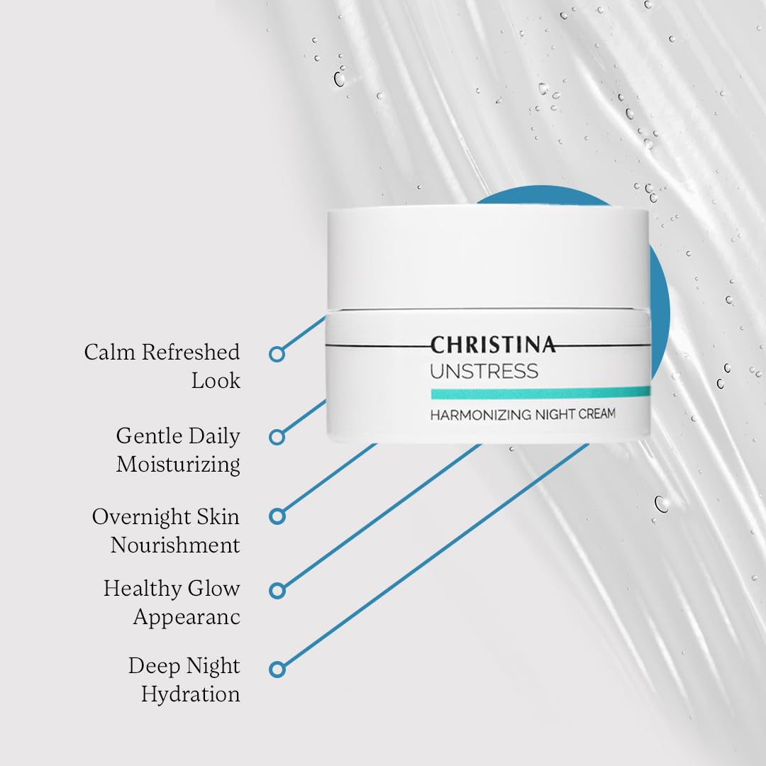 CHRISTINA Unstress Harmonizing Night Cream with Hyaluronic Acid & Retinol – Rejuvenate, Nourish & Moisturize Skin | 50ml