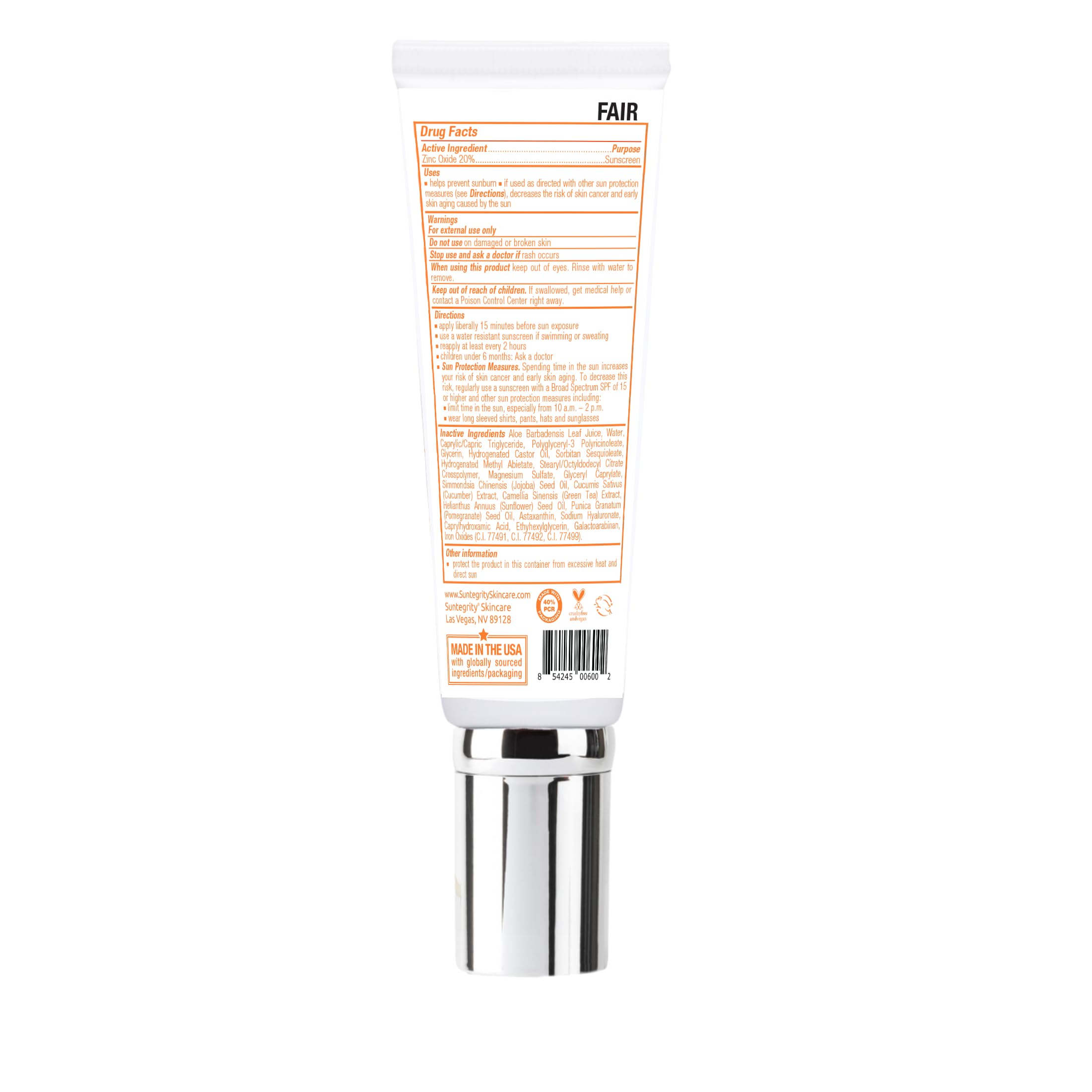 Suntegrity 5 in 1 Tinted Mineral Sunscreen SPF 30 – Fair | Reef Safe, Vegan & Cruelty-Free