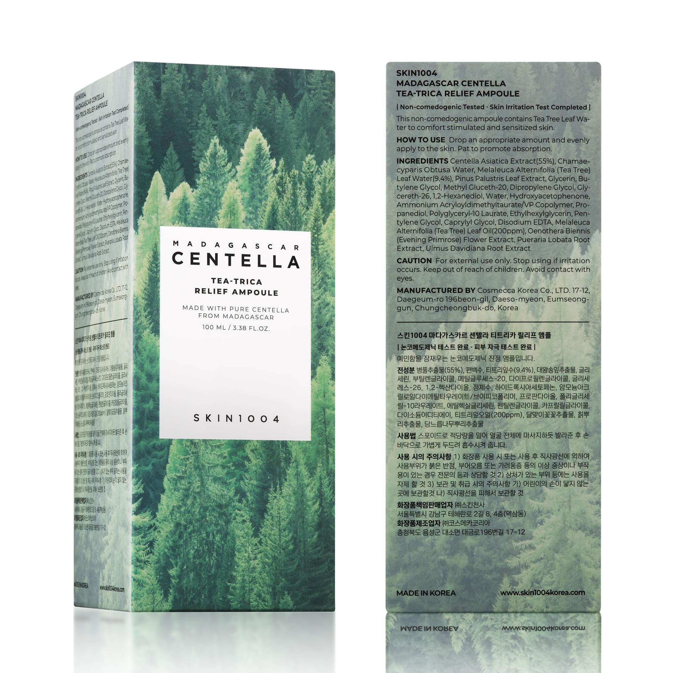 SKIN1004 Tea-Trica Relief Ampoule – Soin apaisant et hydratant à Madagascar Centella et Tea Tree