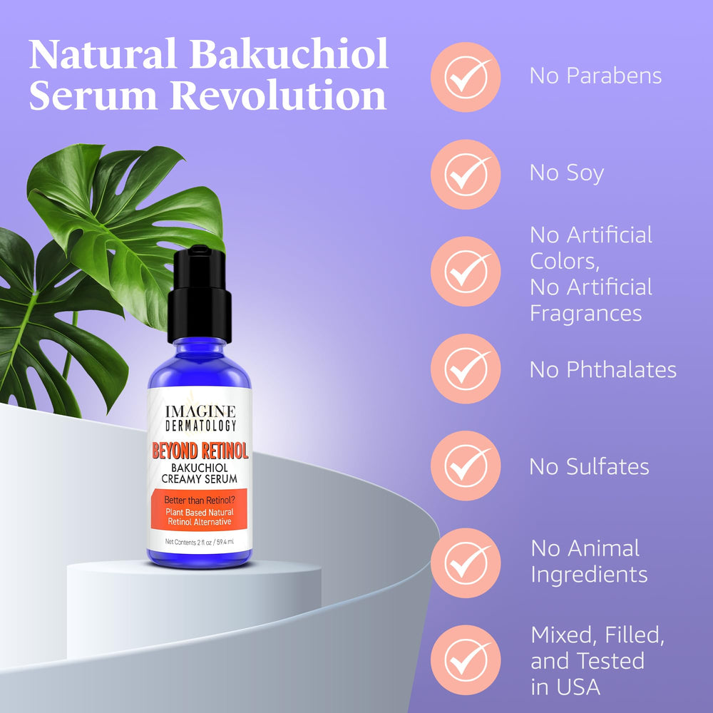Imagine Dermatology Bakuchiol Serum closeup texture demonstrates creamy application.