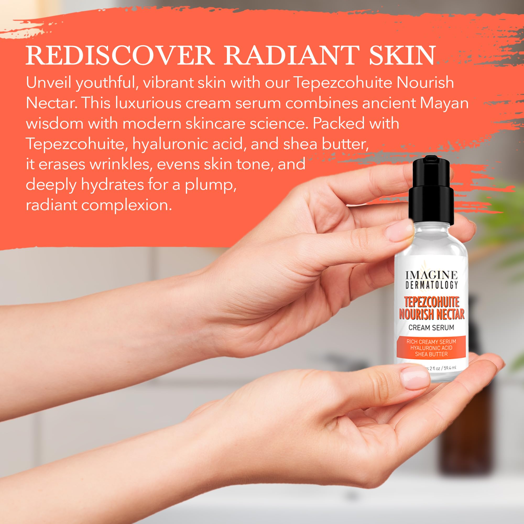 Imagine Dermatology Nourish Nectar hyaluronic acid drops suggesting deep hydration