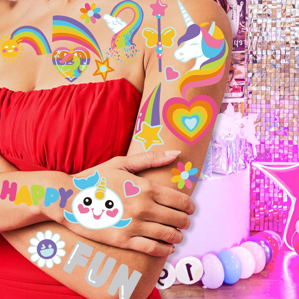 Imarisha easy-application unicorn tattoos for quick party looks