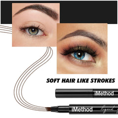 iMethod brow pen waterproof formula stays put through daily activities.