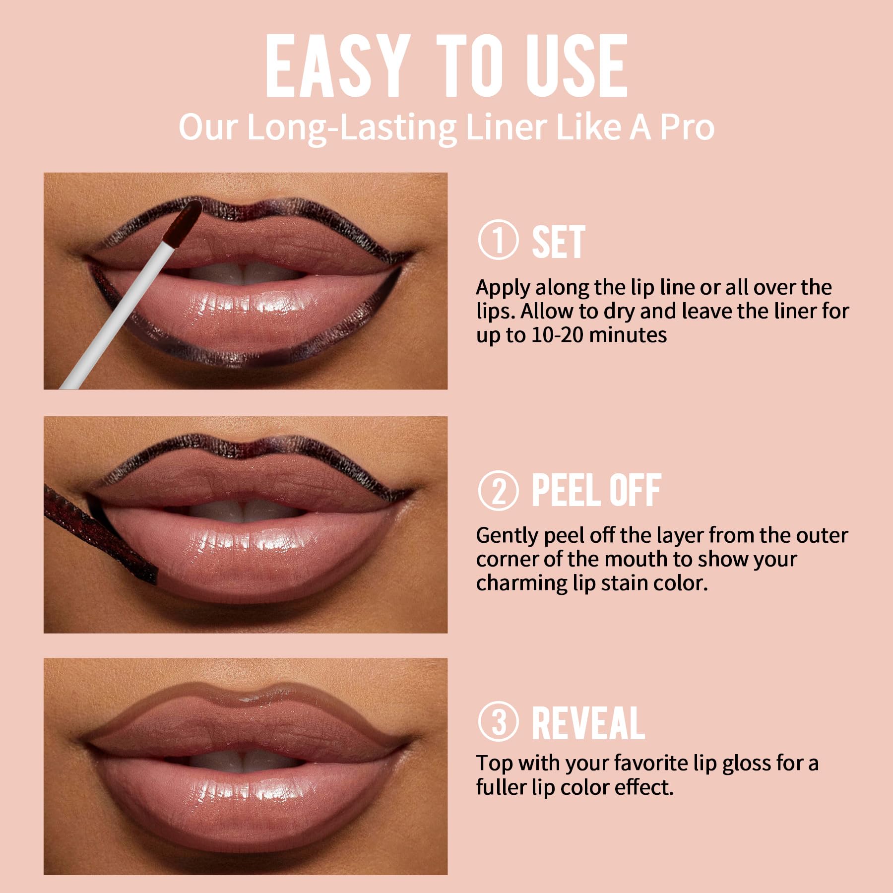 iMethod Lip Stain mauve color on lips for everyday wear.