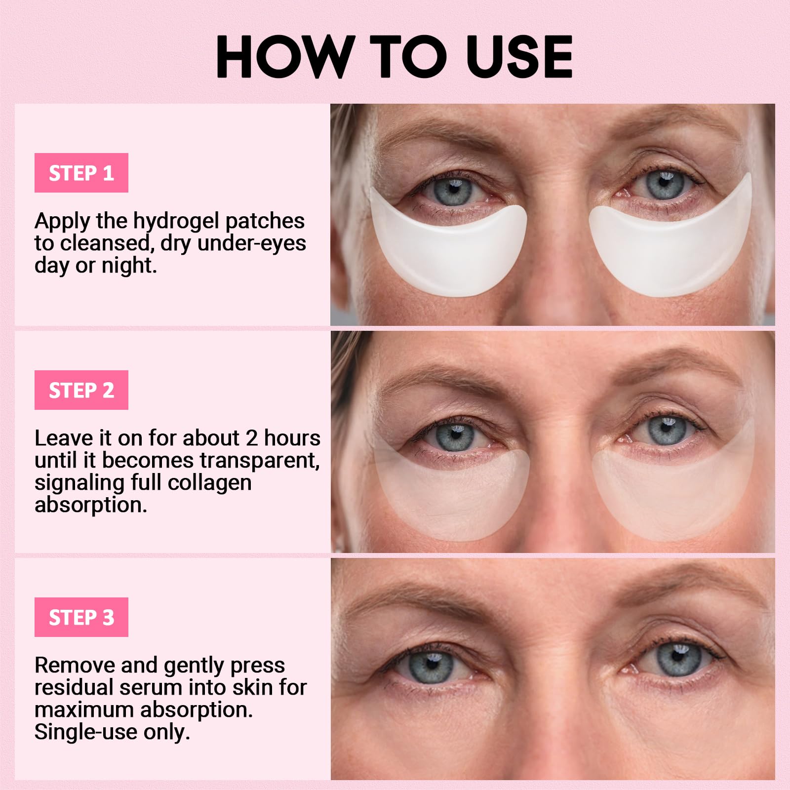 IMETHOD PDRN Eye Patch demonstrates dark circle fade and balanced skin tone around the eyes.