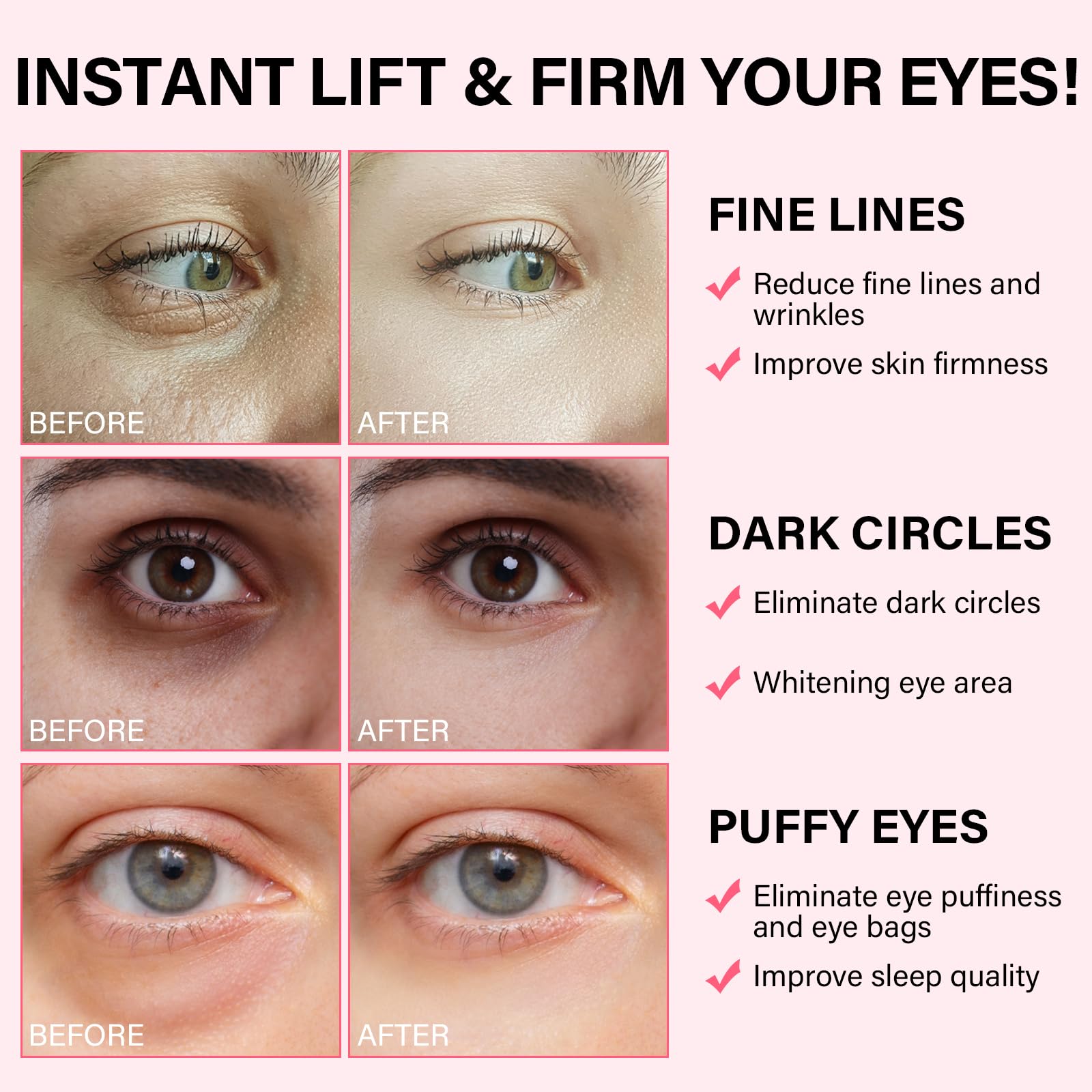 IMETHOD PDRN Eye Patch serum absorption shown as skin looks smoother after use.