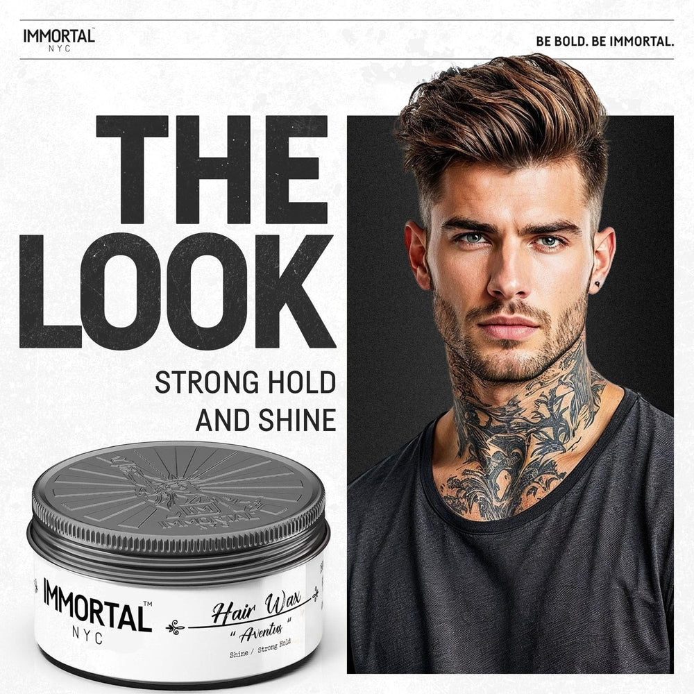Immortal NYC Aventus wax texture demonstrating strong hold for styled looks