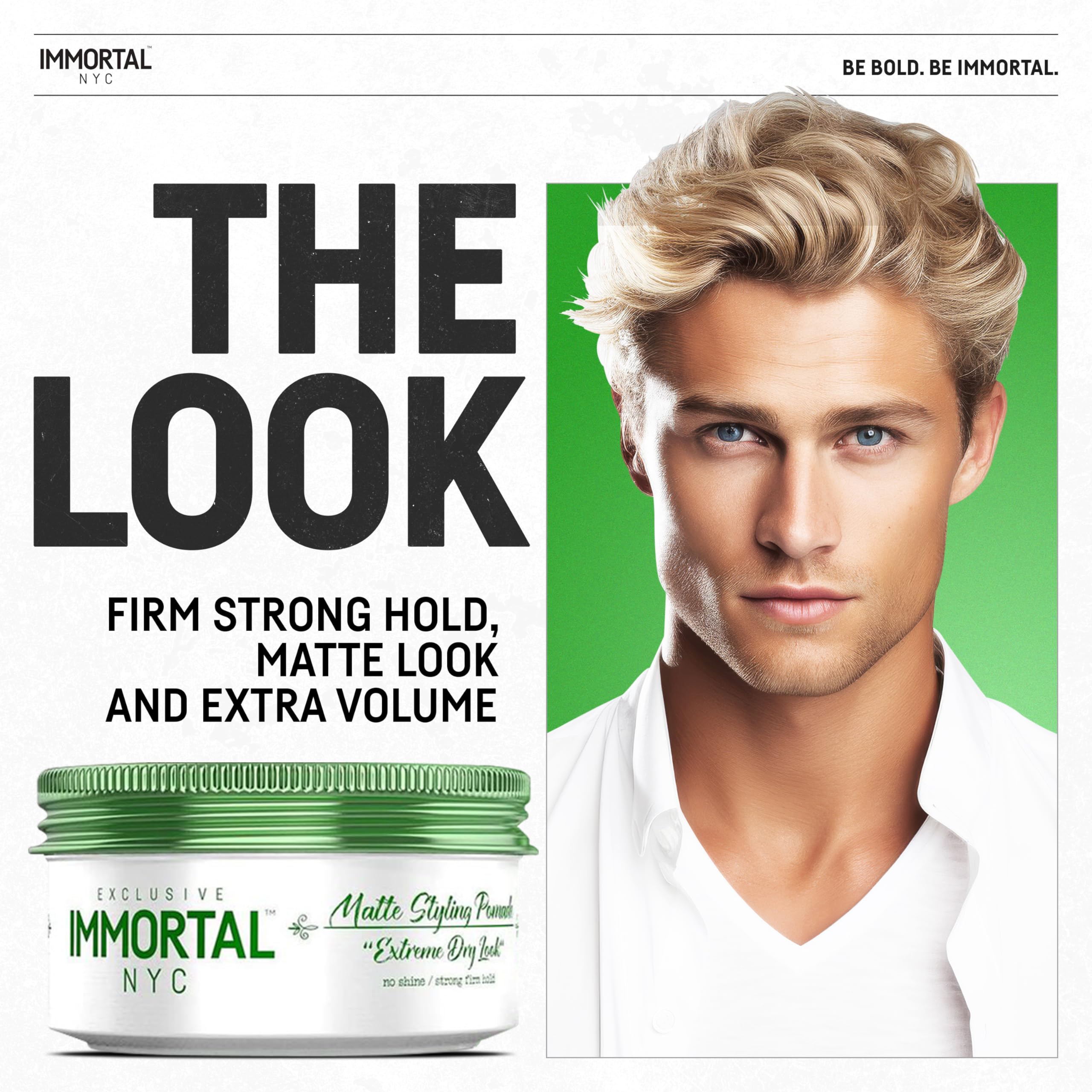 Immortal NYC Matte Styling Pomade applied to textured hair for natural volume