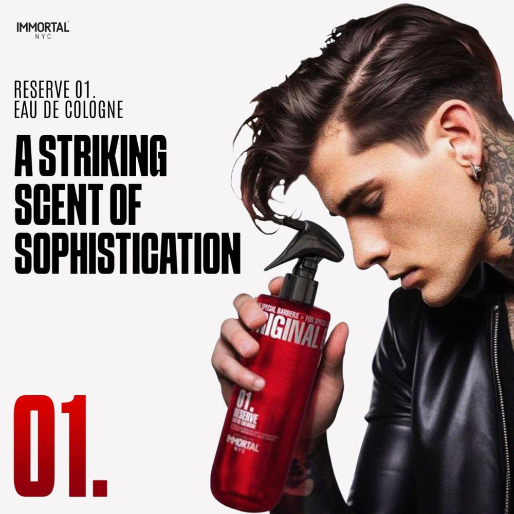 Immortal NYC Reserve 01 spray action for easy post-shave application