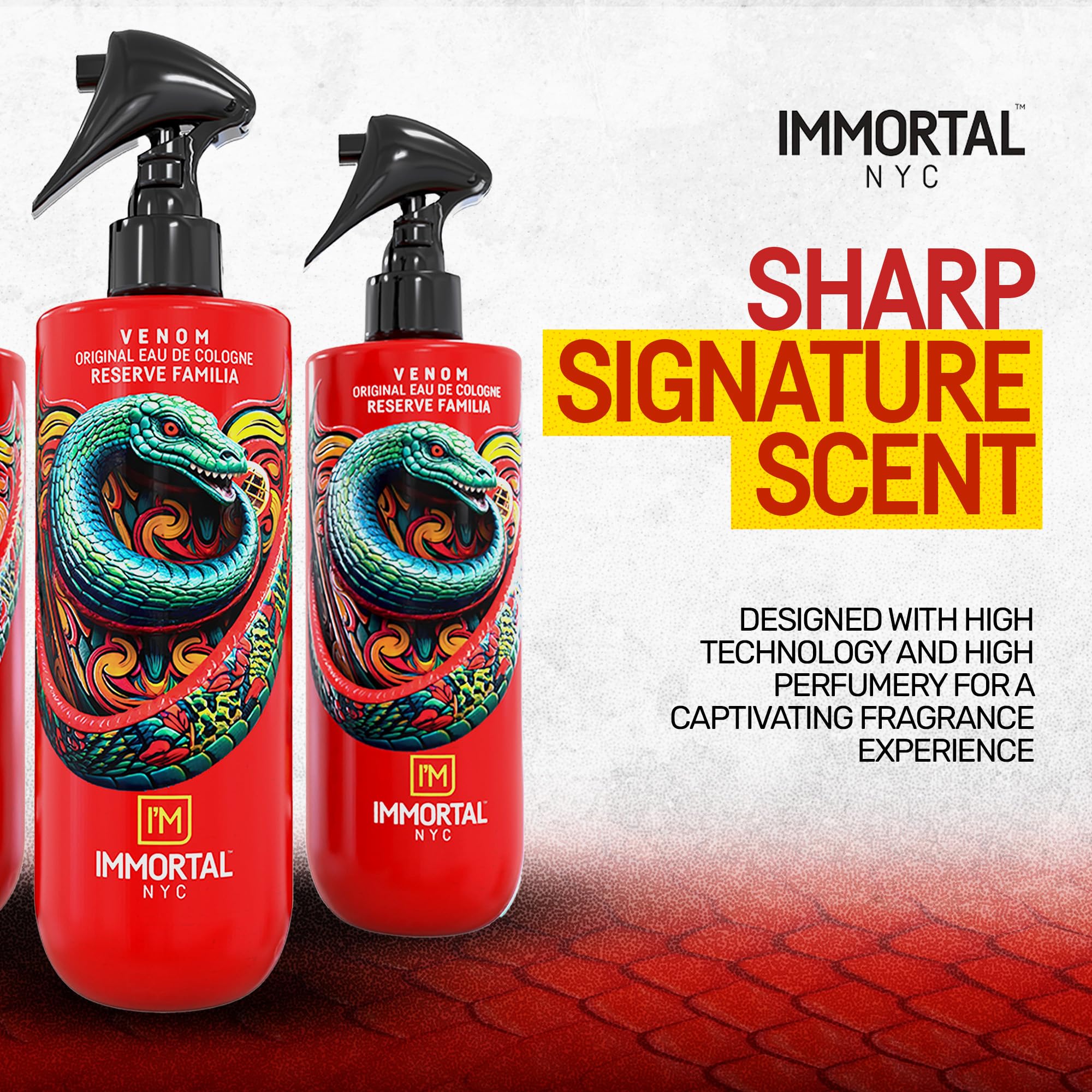 Immortal NYC Venom aftershave 17 oz bottle designed for extended daily use.