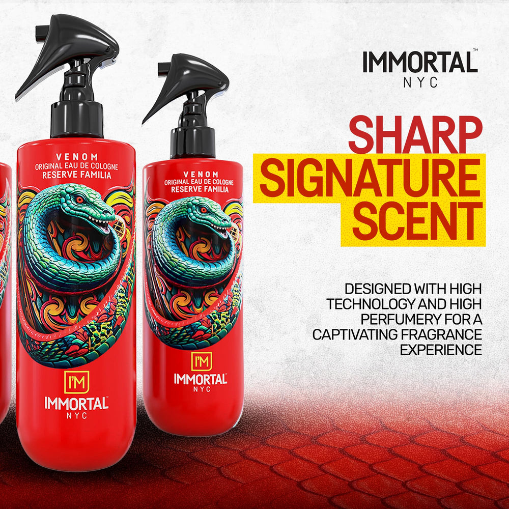 Immortal NYC Venom aftershave 17 oz bottle designed for extended daily use.