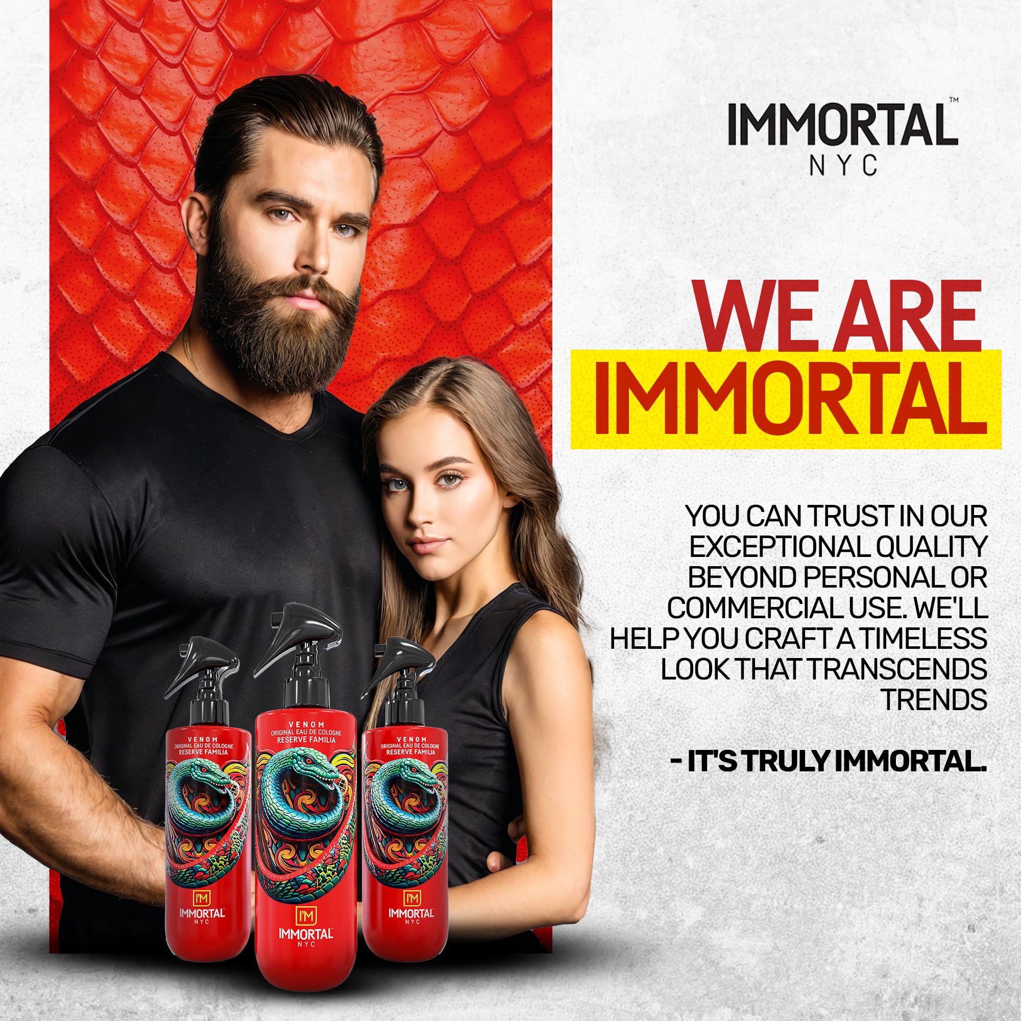 Immortal NYC Reserve Venom aftershave on a grooming display invokes premium routine.