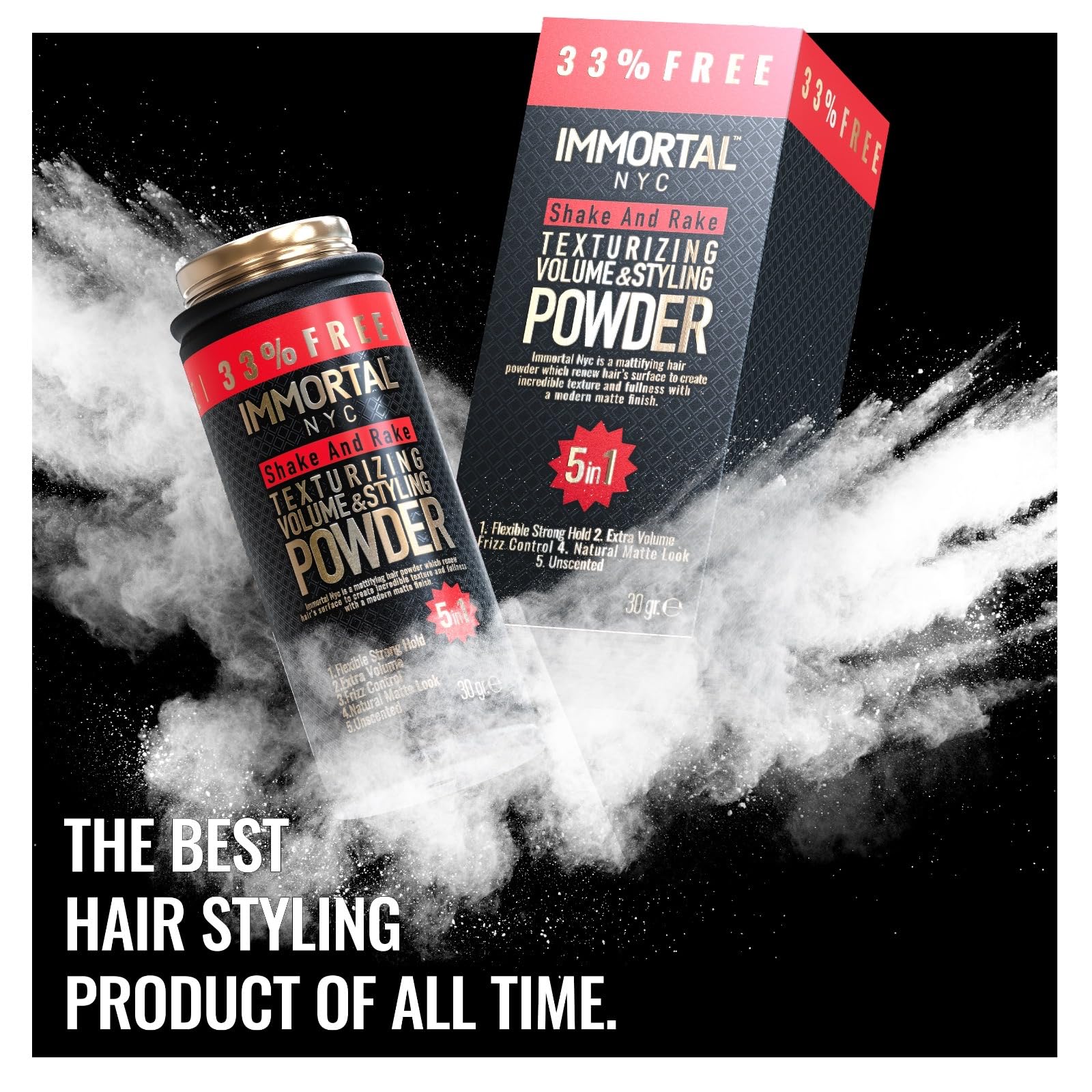All-natural ingredients of Immortal NYC Shake and Rake powder.