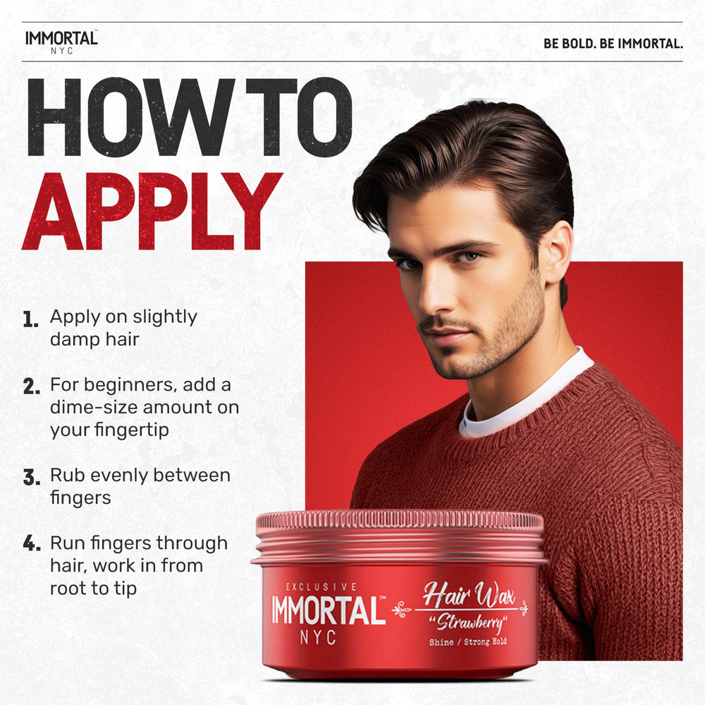 Immortal NYC Strawberry Hair Wax after styling displays vibrant gloss.