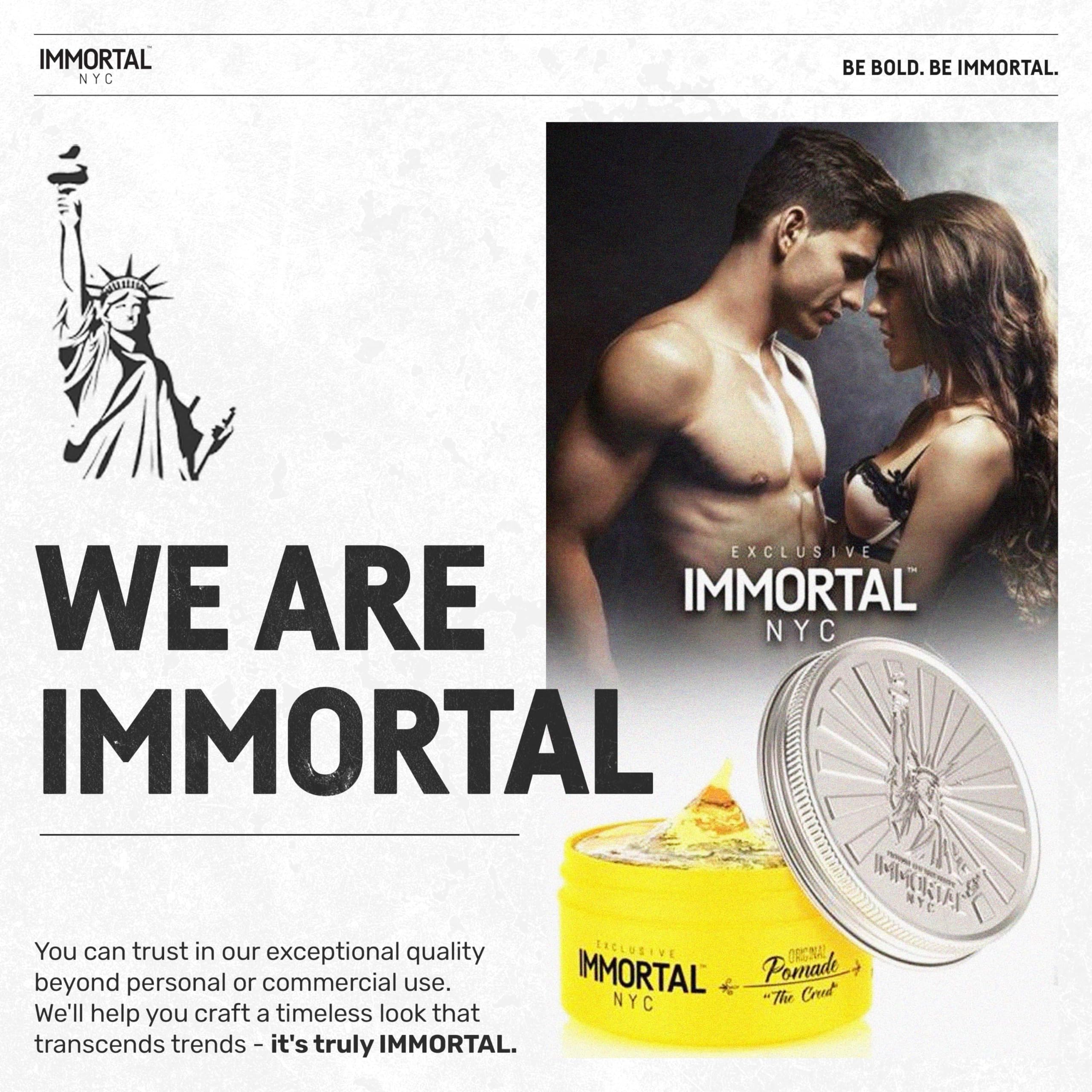Immortal NYC Creed styled look demonstrating versatile hold for various looks.