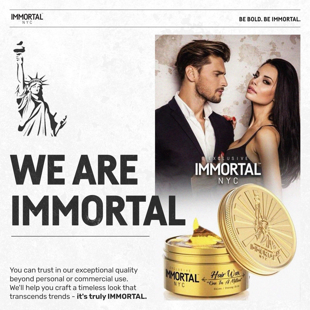 Immortal NYC daily-use styling setup implying long-lasting hold.