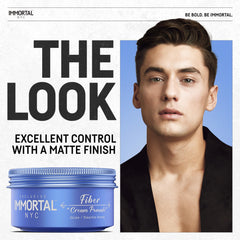 Immortal NYC Fiber Cream Pomade texture highlights fuller, defined hair.