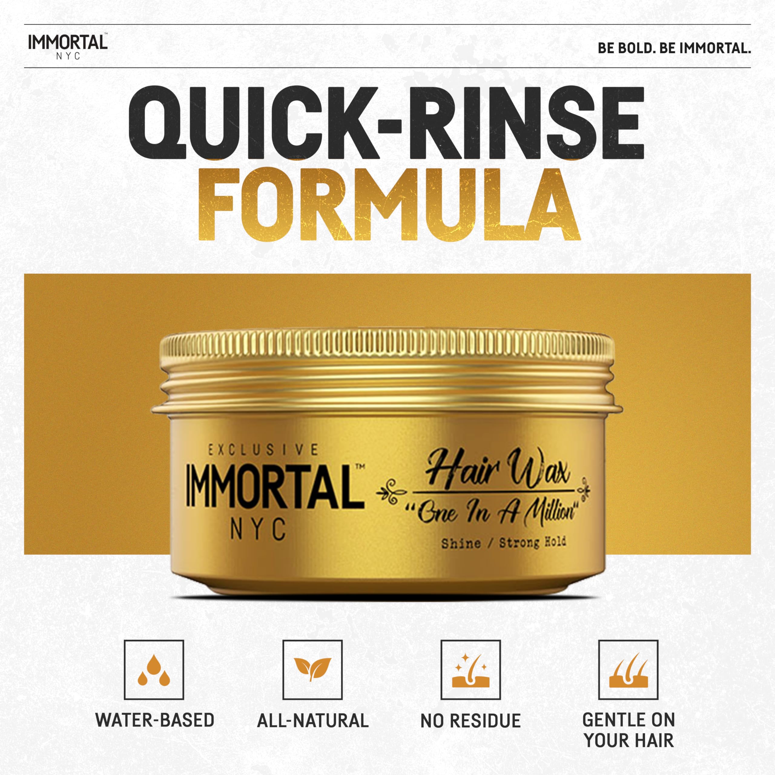 Immortal NYC wax tames frizz for straight and curly hair textures.