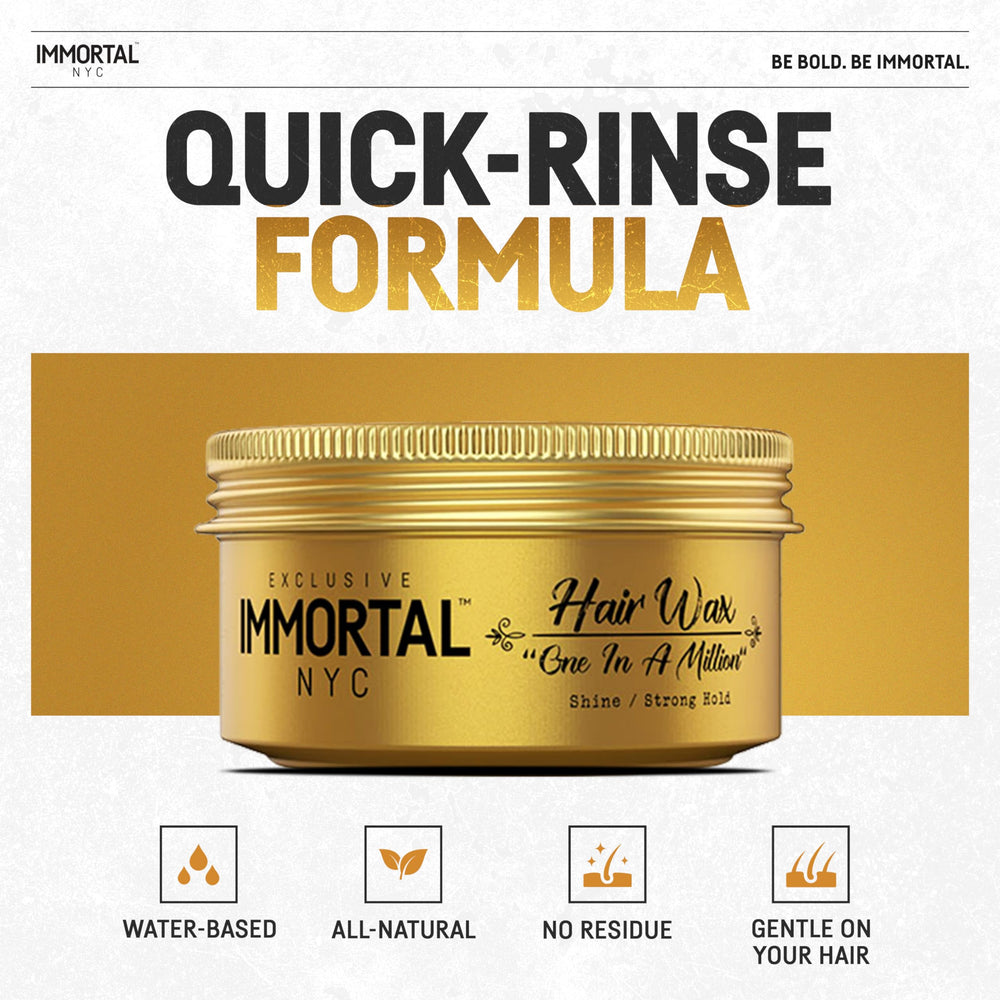 Immortal NYC wax tames frizz for straight and curly hair textures.