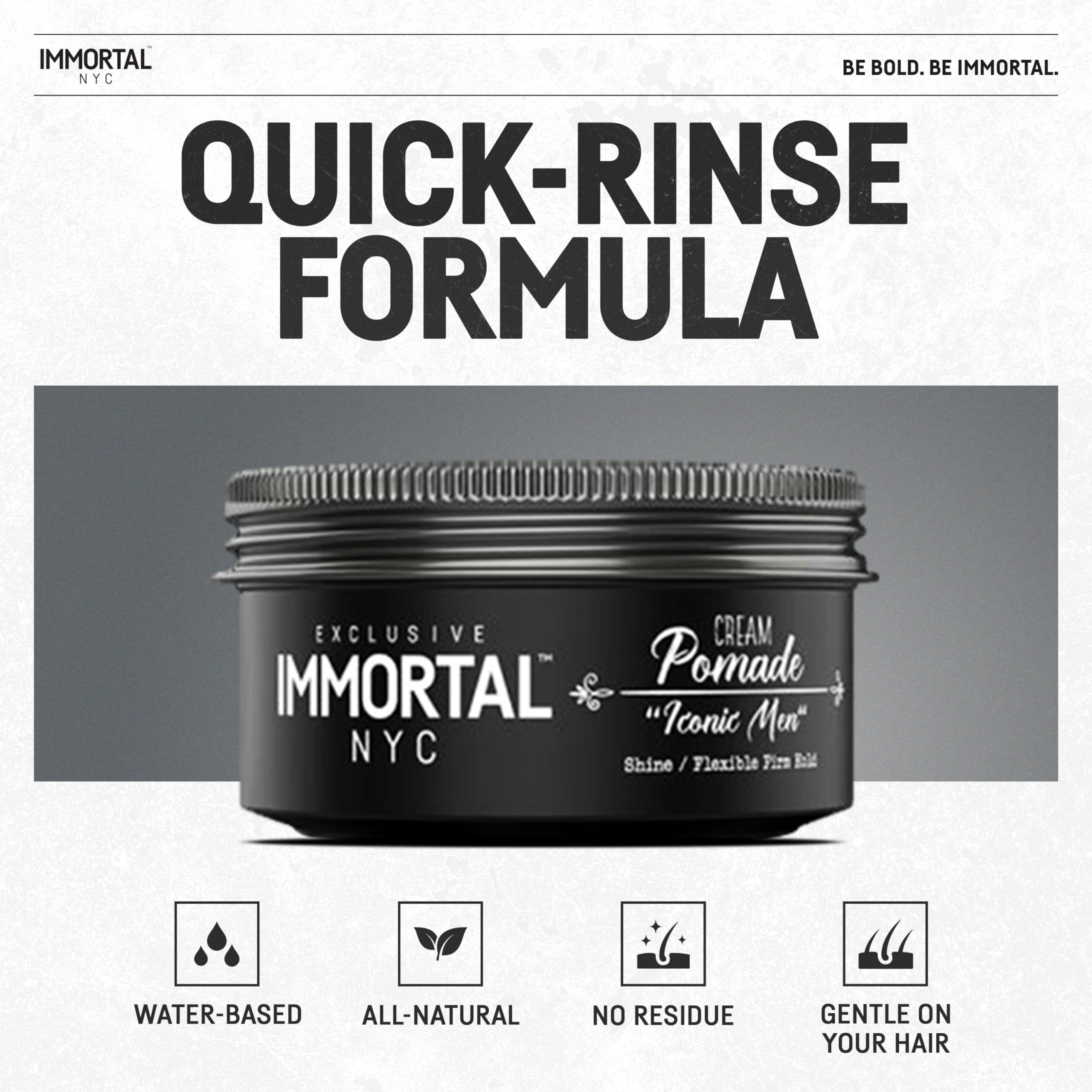 Immortal NYC Iconic Man Pomade used during active lifestyle for moisture resistance.