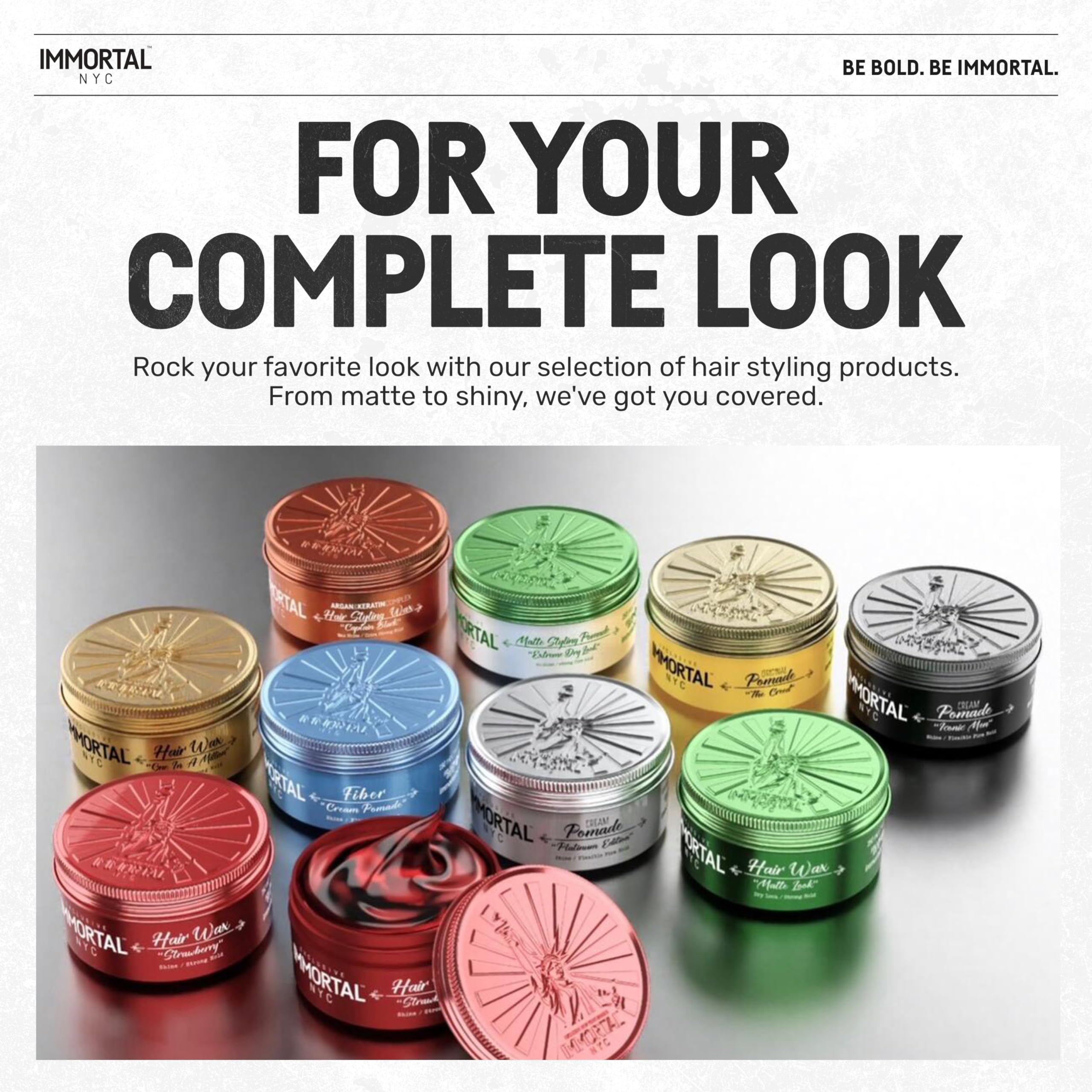 Immortal NYC Iconic Man Pomade uses all-natural ingredients for hair health.