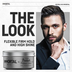 Immortal NYC Platinum Edition jar closeup highlights creamy texture for easy styling.