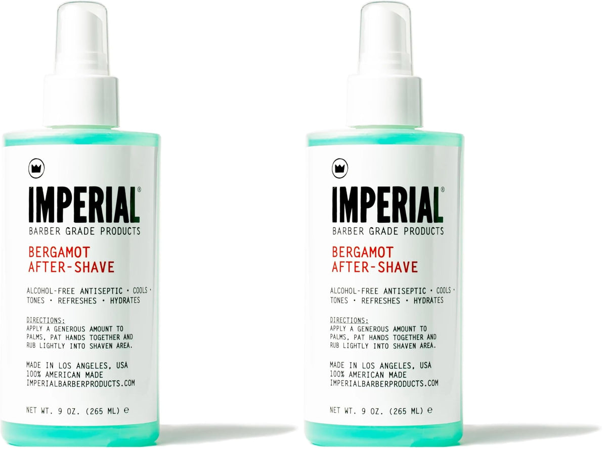 Imperial Bergamot after-shave bottle, 9 oz, alcohol-free for post-shave refresh.